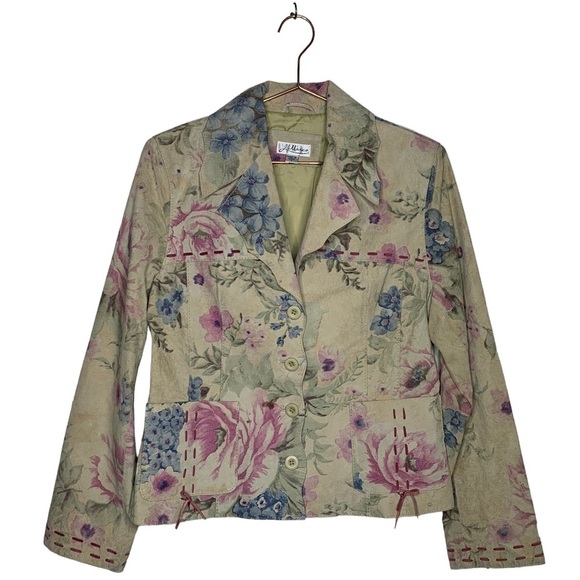 J Marco vintage Floral Leather Suede Jacket - Picture 2 of 5